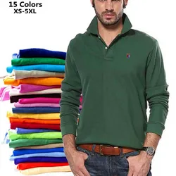 XS-5XL Spring Autumn Polos Para Hombre Men Polo Shirt Long Sleeve Polos Hommes Cotton Men Clothing T-Shirts Lapel Mens Tops