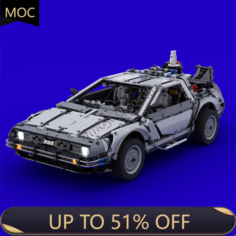 

2815 Parts MOC Famous Technical Movie Time Car Model Technology Building Blocks Creative Children Toys Popular Halloween Gifts