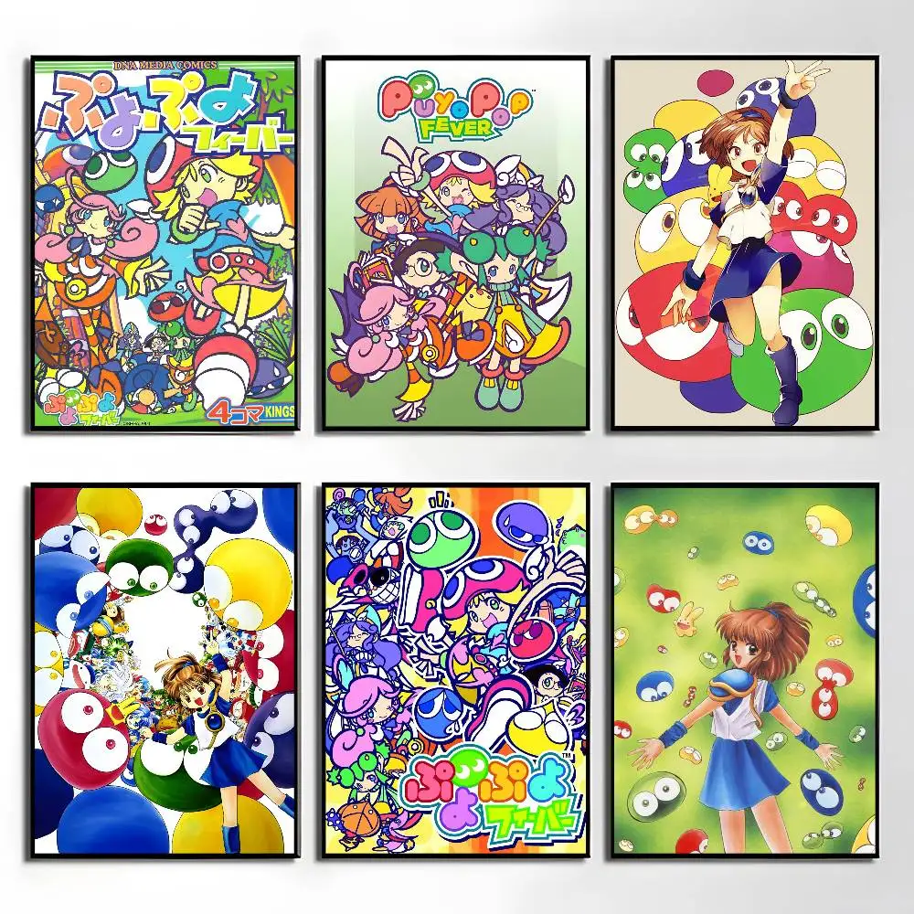 1 Stück Cartoon P-Puyo Pop Fever Poster Aufkleber Druck Wasserdichter Wandkunstdruck für Wohnzimmer Schlafzimmer Heimdekoration