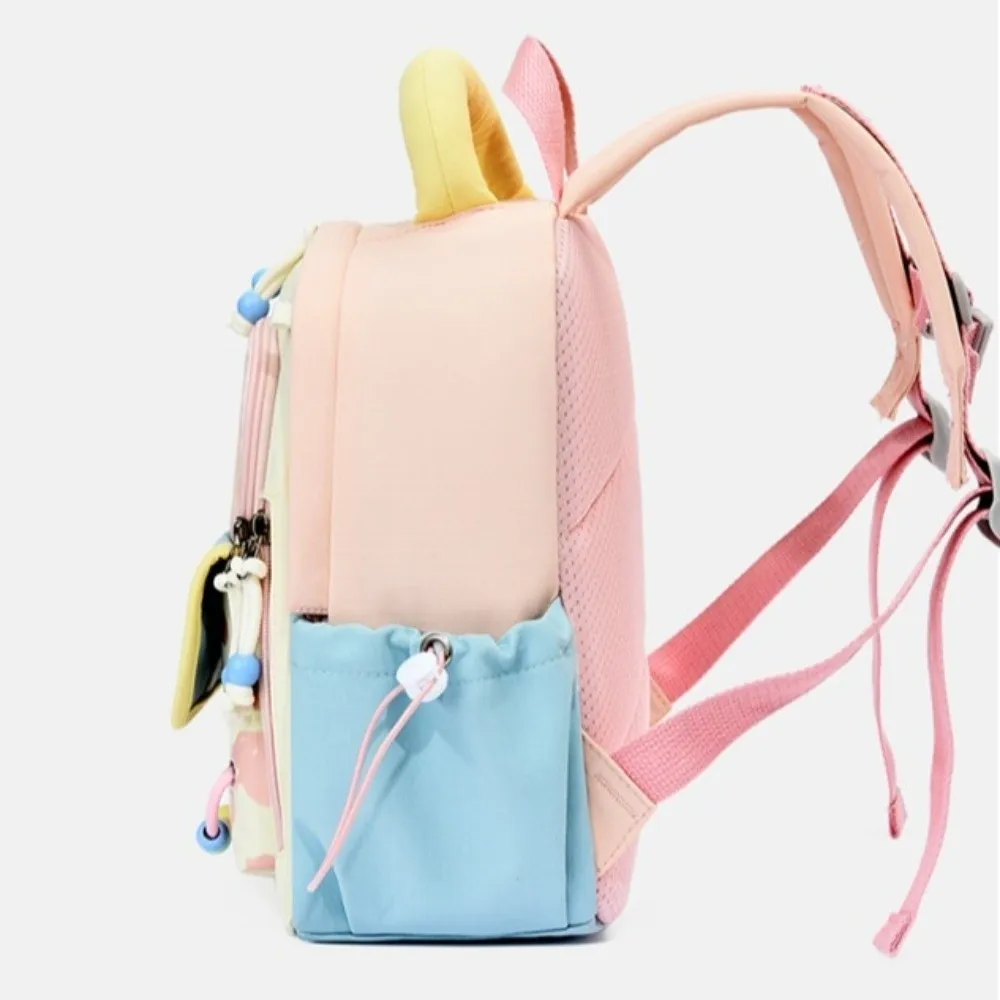 Large Capacity Dopamine Backpack Waterproof Adjustable Cute Color Block Backpack Breathable Spine-Protecting