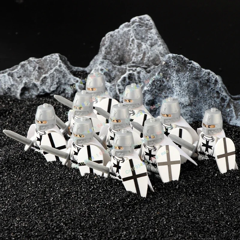 전사 군대 군인 중장비 기병대 전쟁 말 중세 기사 액션 피규어 빌딩 블록 어린이를위한 장난감 선물