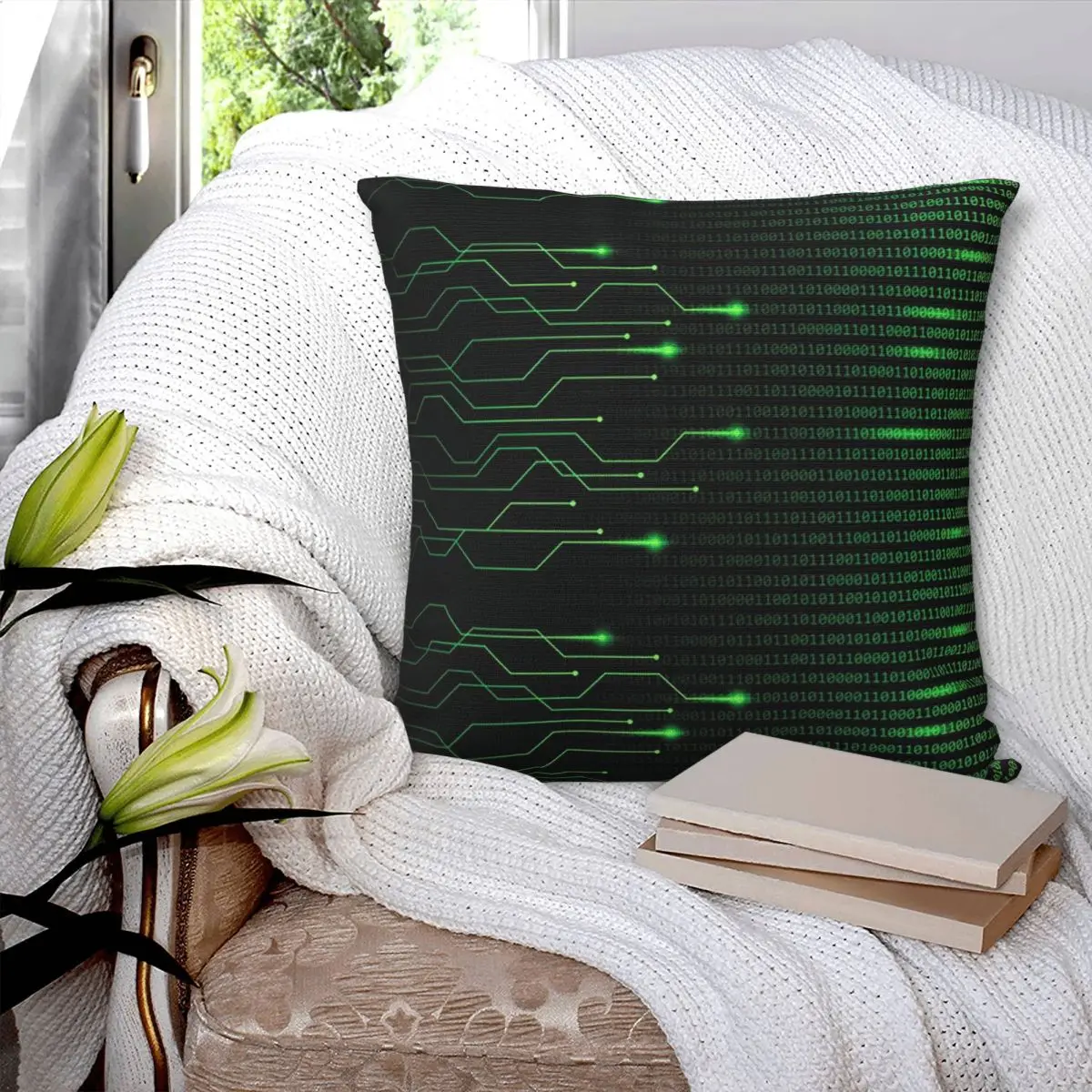 Binary Code Inside Throw Blanket And Lightweight Fleece Square Pillowcase Pillow Cover Cushion Throw Pillow for Home Living Room