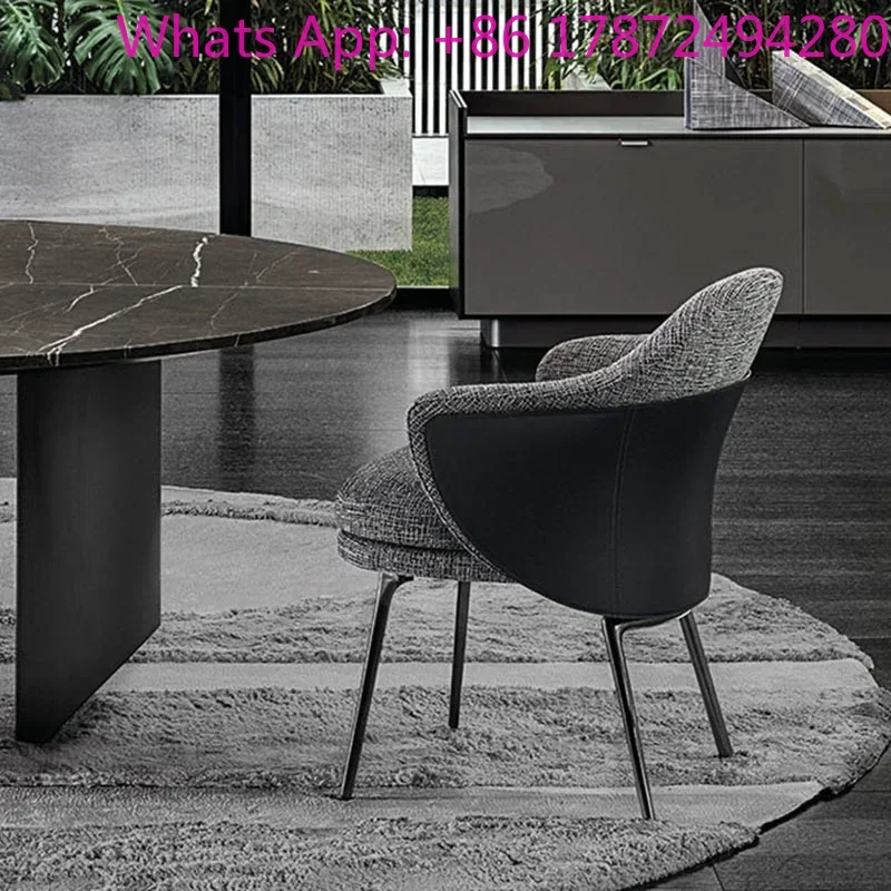 Italian Wrought Iron Small Apartment Home Dining Chairs Designer Bedroom Casual Chair Simple Balcony Coffee Backrest Armchair
