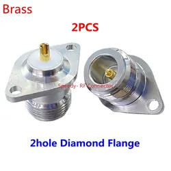 2PCS N Type Female Jack RF Coaxial 2Hole Flange Rhombic Connector Chassis Panel Mount Socket with Solder Cup Welding Terminal