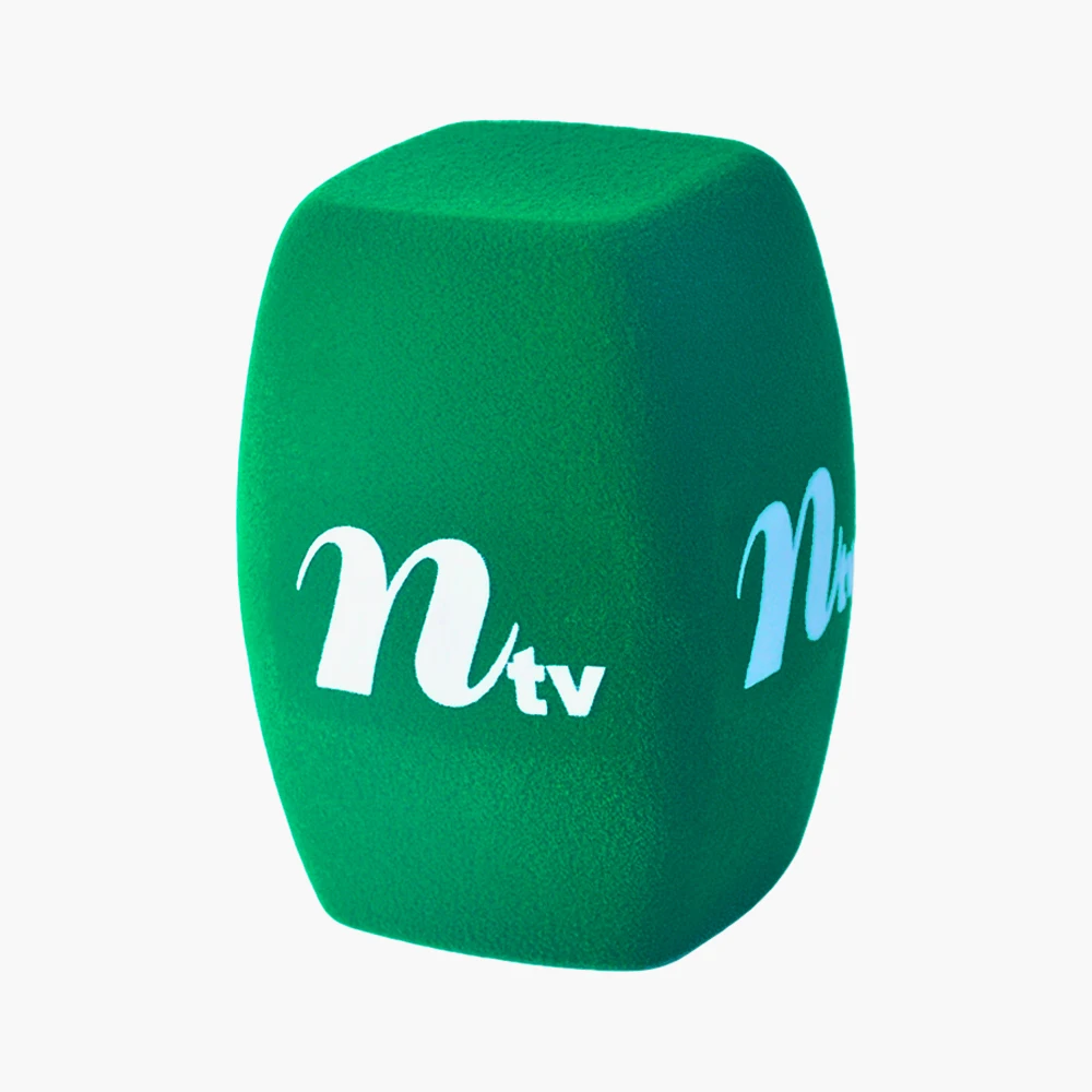 Customized Logo Square Flocking Foam Cap TV Stations Reporter Interview Mic Sponge Windscreen for Handheld Interview Microphones