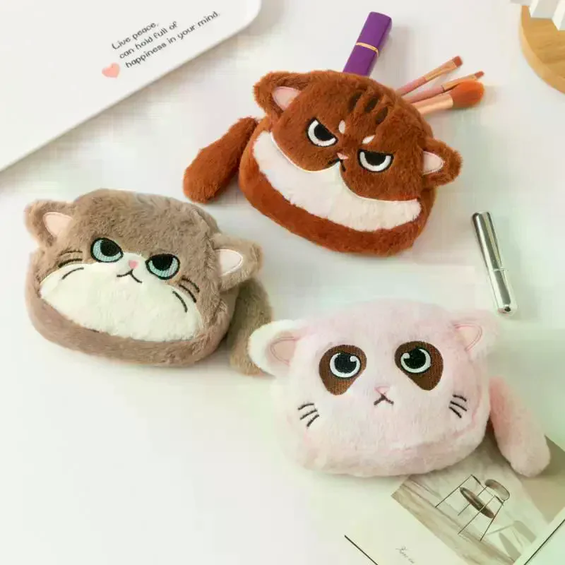 /Cna/Kitten Plush Coin Purse Cartoon Cat Wallet Money Change Pouch Earphone Bag Key Lipstick Storage Bags Kid Girl Gifts Lovely