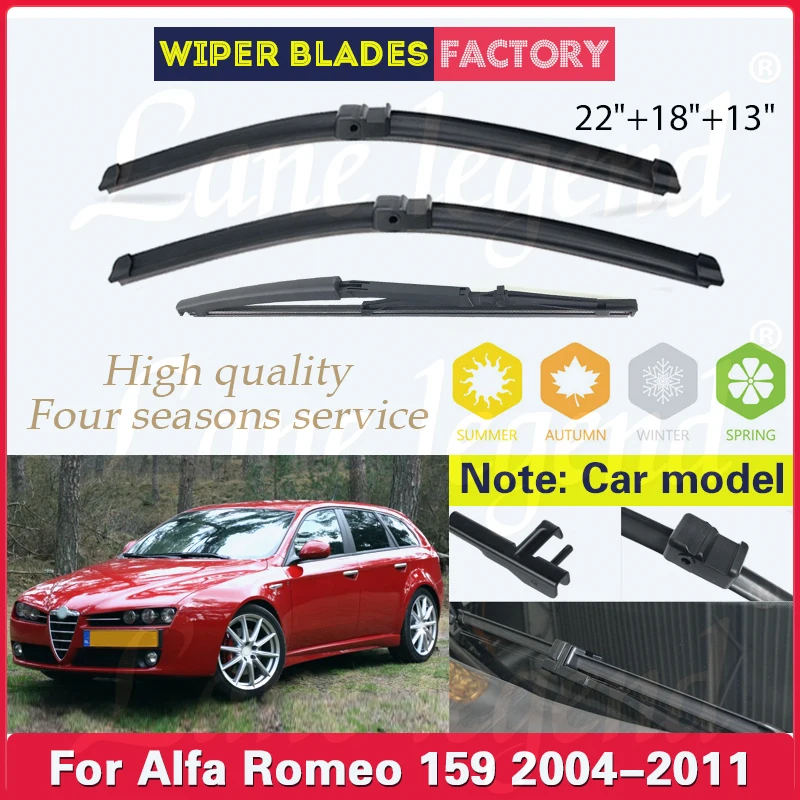 

For Alfa Romeo 159 2004 - 2011 Wiper Front Rear Wiper Blades Windshield Windscreen Window 2005 2006 2007 2008 2009 22"+18"+13"