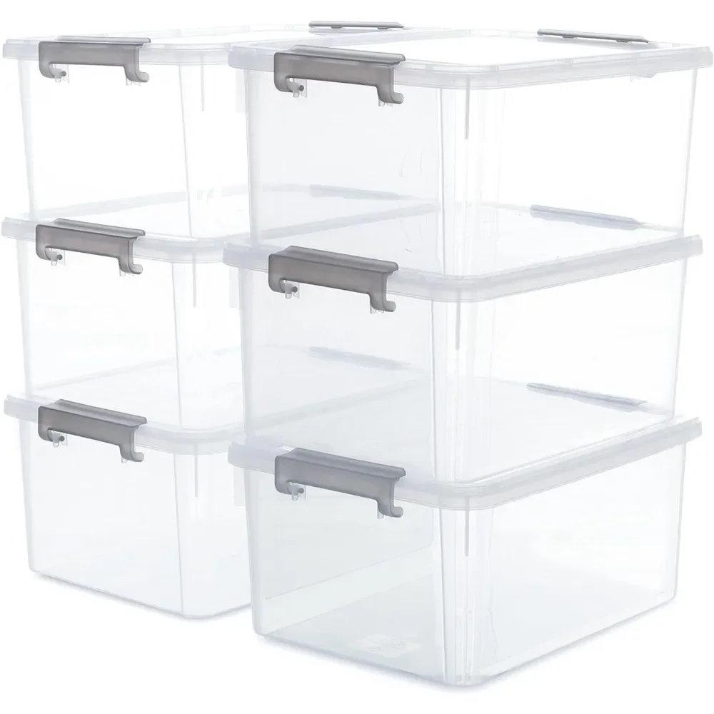 

Plastic Storage Boxes with Lids Clear storage boxes for organizing garages, kitchens, large stackable storage bins