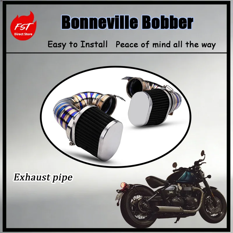 For Blue Burnt Titanium Bobber Exhaust System with Mushroom Head Air Filter Intake Modified Parts for Enhanced Performance