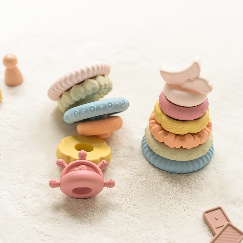 Stapeln, Nesting-Baby-Montessori-Spielzeug-Set, niedlicher Dinosaurier, Stapelturm, pädagogisches Lernspielzeug, Babys, Geschenk für Jungen und Mädchen