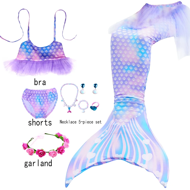 Bambini coda di sirena per ragazze Costume da bagno bambini il Costume da sirena Costume da bagno Bikini da spiaggia per il nuoto senza pinne