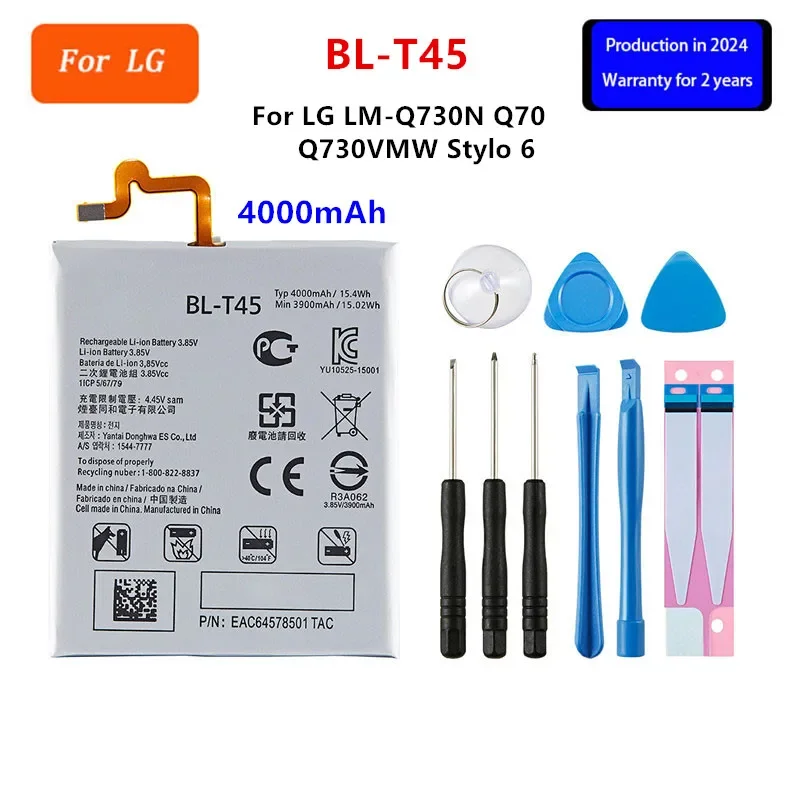 

Original BL-T45 4000mAh Battery For LG LM-Q730N Q70 Q730VMW Stylo 6 Stylo6 BL T45 Mobile phone Batteries+Tools