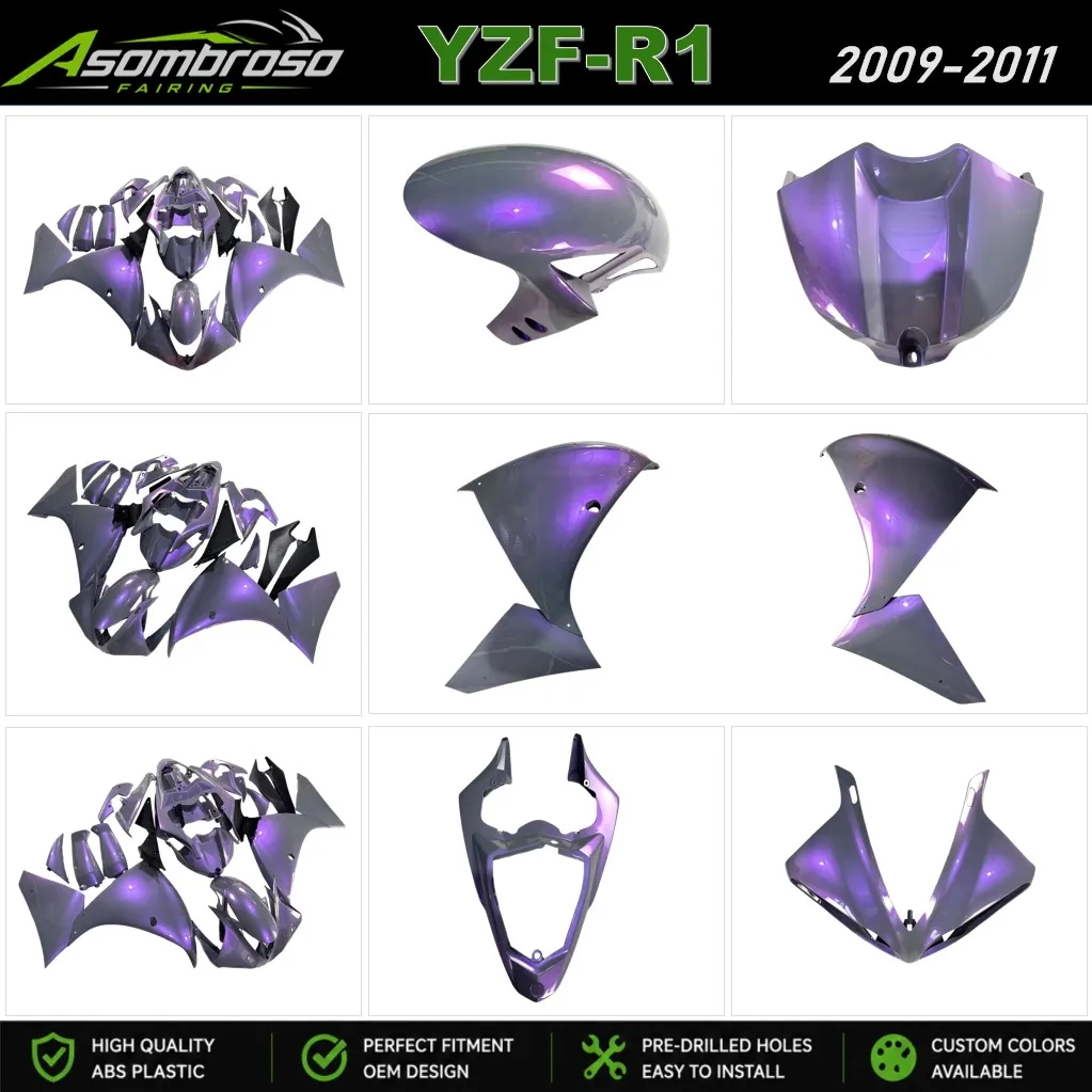 Carenados de motocicleta para YAMAHA YZF R1 2009 2010 2011 R1 09-11, carenados de moldeo por inyección ABS, camaleón, morado, gris, Dazz Pearl