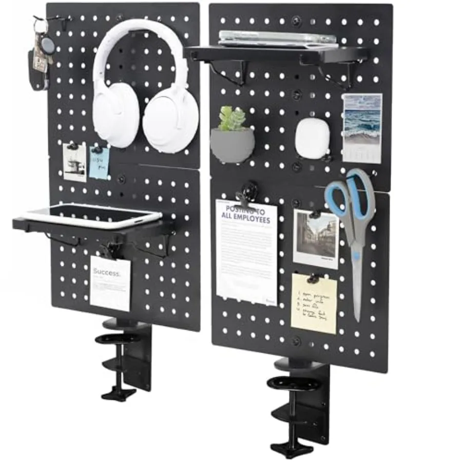 

Steel Clamp-on Pegboard 24 x 20 inch Magnetic Peg Board Office Accessory Organizer Above or Below Desk Placement Black PP-DK24B