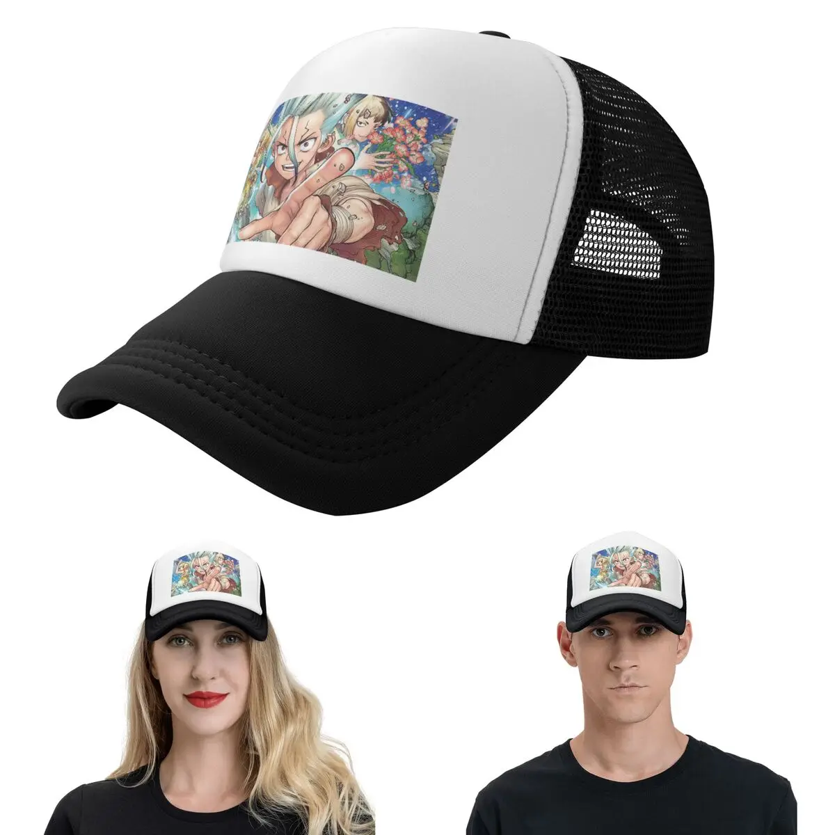Senku Ishigami Dr Stone Apan Anime Cap Casual Mesh Baseball Caps Adjustable Hat Hip Hop Summer Unisex Baseball Hats