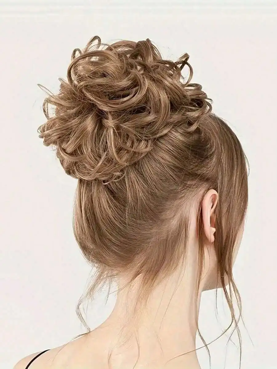 

High-Temperature Synthetic Wavy Messy Bun Extension With Elastic Band For Women Daily Party Cosplay Use