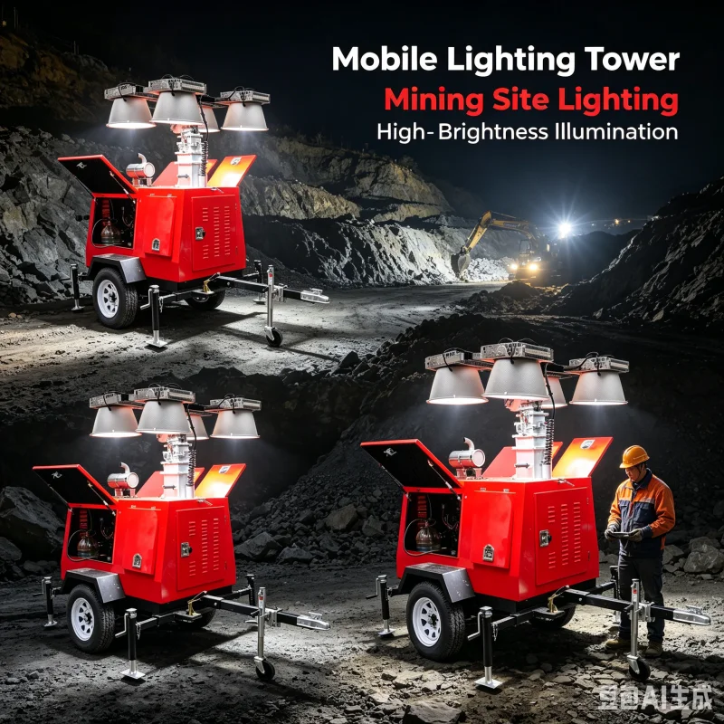 Forestry Night Harvesting Towable Light Tower With Heavy Duty Off Road Trailer Base For Remote Timber Operations