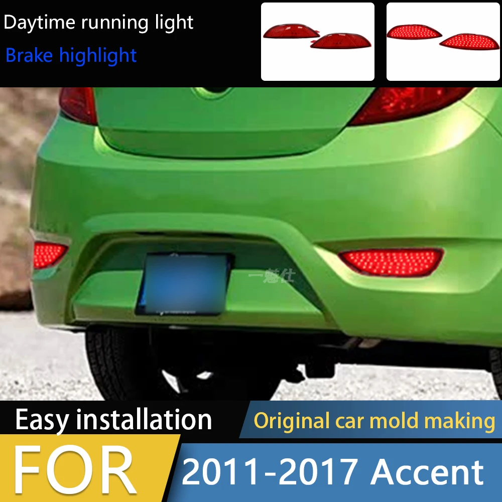 

1 Set For Hyundai Accent/Verna/Solaris 2011-2017 For Brio LED Rear Bumper Light Tail Reflector Brake Fog Lamp turn signal