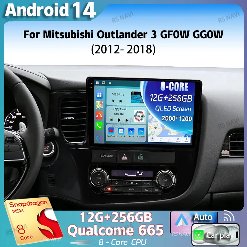 

Android 14 For Mitsubishi Outlander 3 GF0W GG0W 2012-2018 2K QLED Stereo Car Radio Multimedia Video Player GPS 4G CarPlay