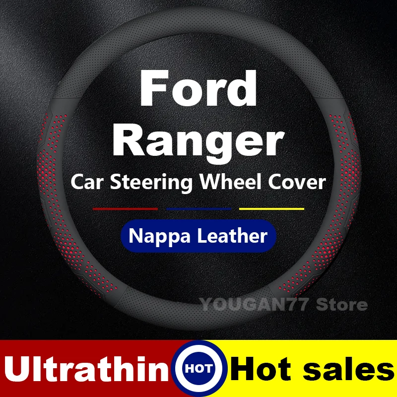 

Car Leather Steering Wheel Cover For Ford Ranger 2016-2023 Ford Everest Maverick Auto Steering Wheel Cover Interior Accessories