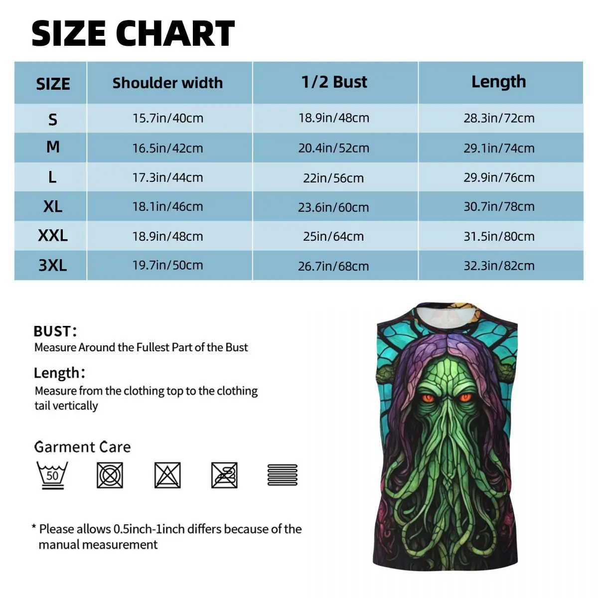 Cthulhu Stained Glass Tentacles Men Printed Sleeveless T-shirt Casual Hip Hop Street Style Beach Holiday Tank Tops