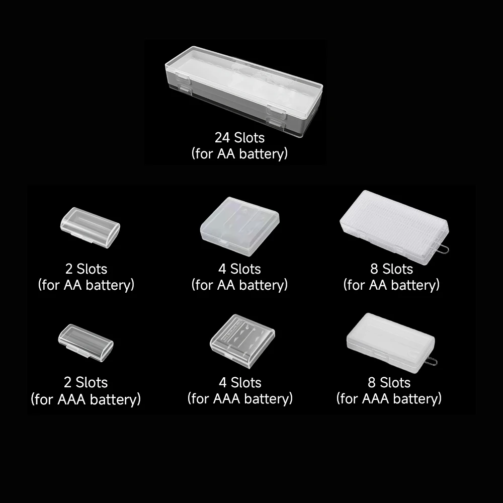 Пластиковый держатель для батарей AA AAA, ящик для хранения батарей, чехол для 2/4/8 слотов, контейнер для перезаряжаемых батарей AA AAA, органайзер Пластиковый держатель для батарей AA AAA, ящик для хранения батарей, чехол для 2/4/8 слотов, контейнер для перезаряжаемых батарей AA AAA, органайзер
