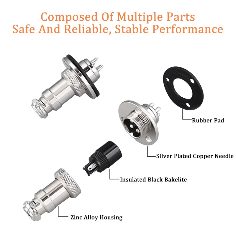 5/10 Sets GX12 GX16 GX20 Flange Butting Type Aviation Plug &Socket 2/3/4/5/6/7/8/9/10/12/14/15 Pin Male&Femal Connectors Coppe