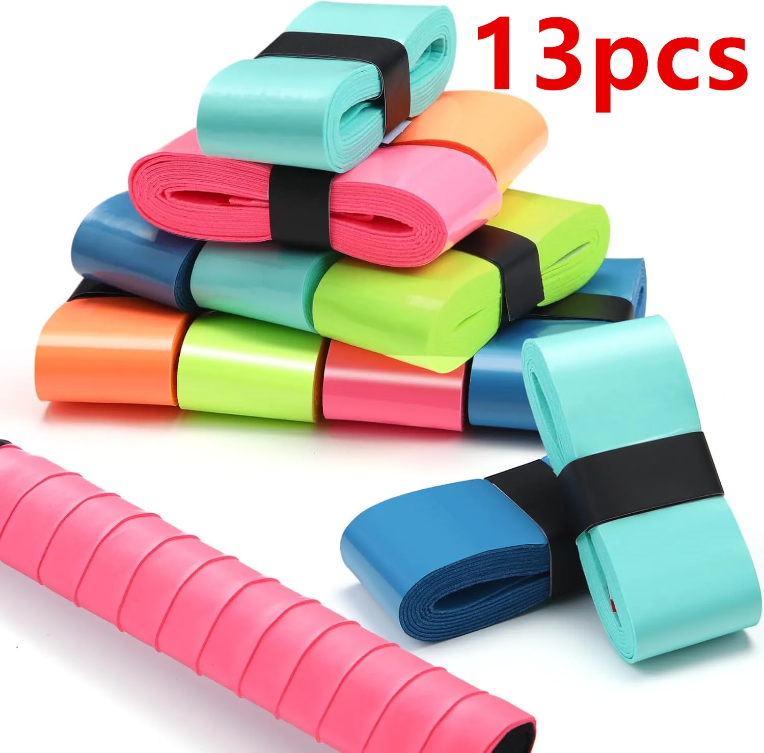 

13 шт. разноцветные ленты для теннисной ракетки, ручки для ракетки для бадминтона, противоскользящие и впитывающие пот ручки
