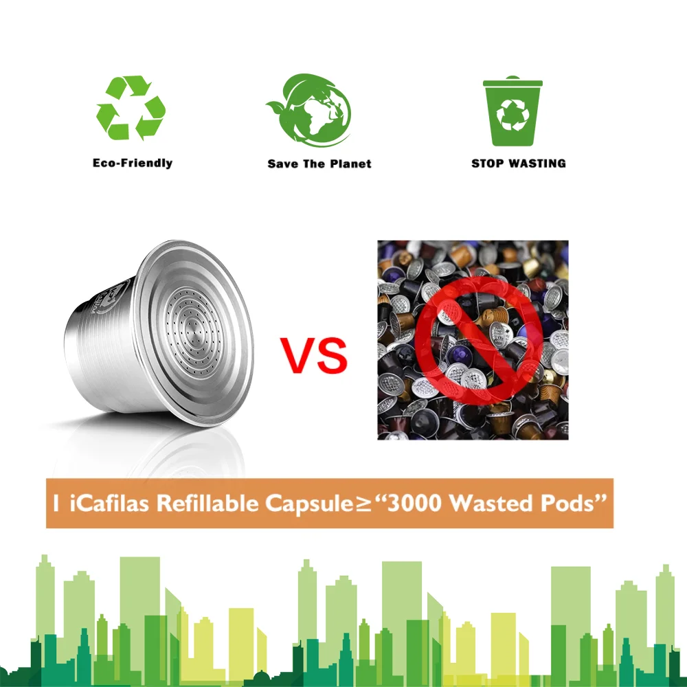 Nespresso Reusable Coffee Capsule Stainless Steel Refillable Filters Espresso Cup Fit for Inissia & Pixie Coffee Maker