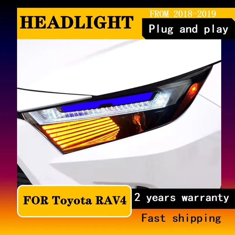 

Car Styling for Head Lamp for Toyota RAV4 LED Headlight 2019-2022 Headlights RAV4 DRL Turn Signal High Beam Angel Eye Projector