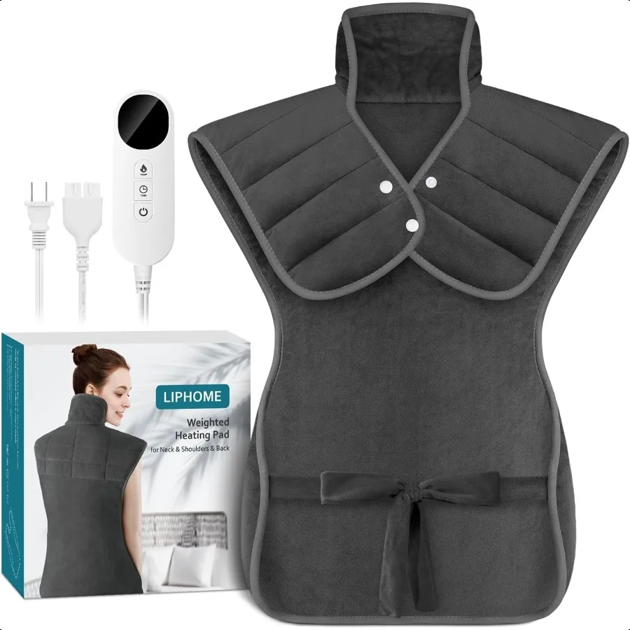 

Грелка для шеи, плеч и спины. Утяжеленные электрические грелки 2,7 фунта для боли в спине. Большая обертка с подогревом. Быстрый нагрев.