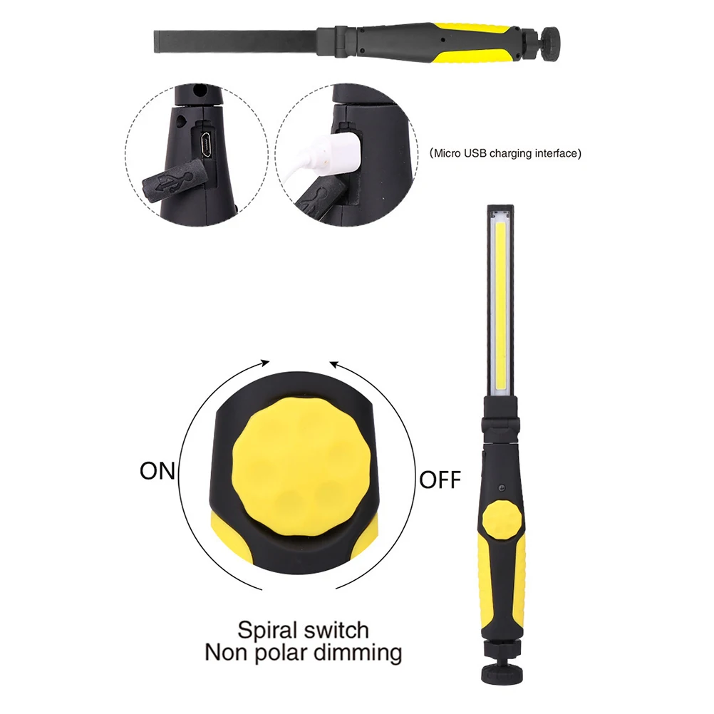 

Compact COB LED Work Light Flashlight Torch Pen Energy saving Multi purpose Bright Anti slip 180 Degree Rotatable Magnetic Base