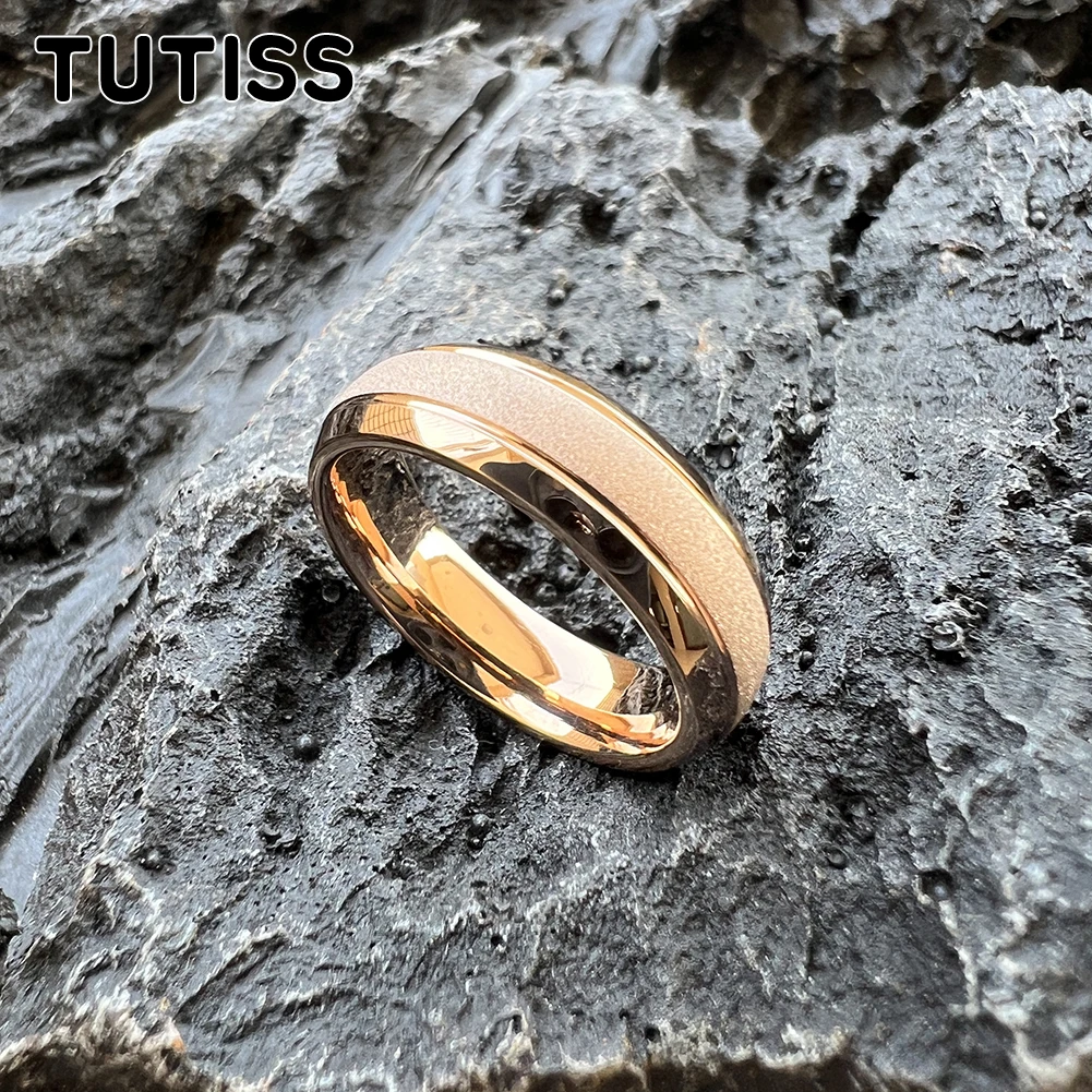 TUTISS 6/8mm pronto per la spedizione anello in tungsteno oro sabbiato per uomo donna fede nuziale di fidanzamento moda vestibilità comoda