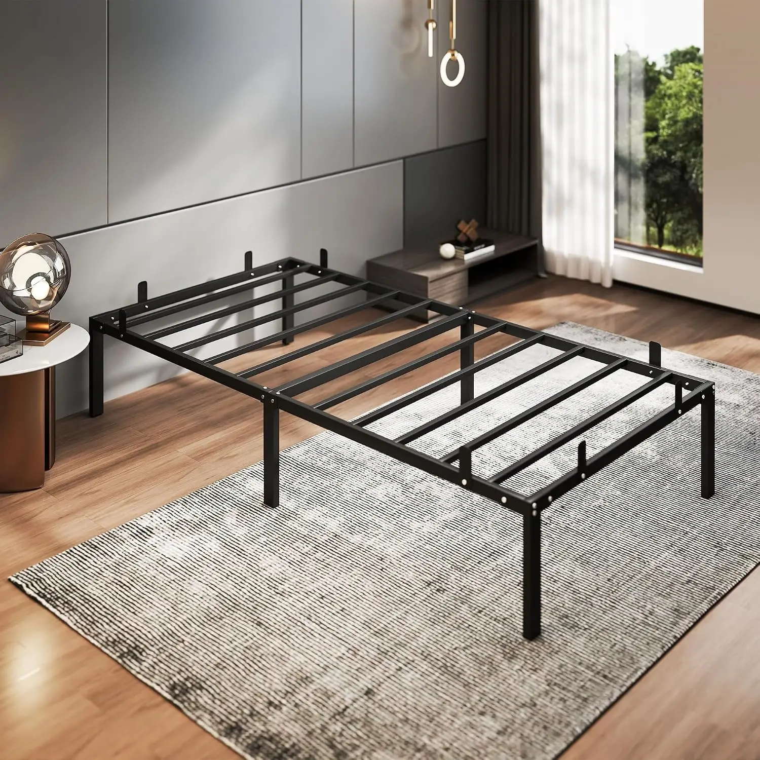 Heavy Duty Metal Platform Bed Frame Noise Free Easy Assembly Black, Customized
