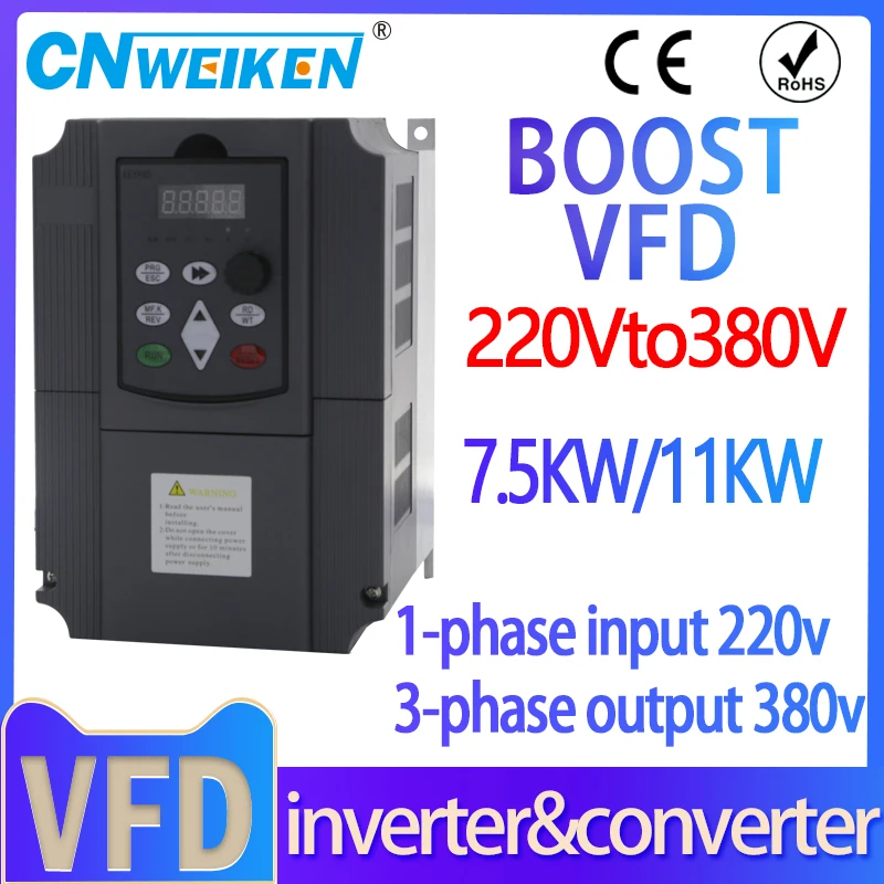 

For Water pump VFD 220V Single Phase Input to 3Phase 220v or 380v Output Frequency Converter Variable Frequency Drive 7.5kw11kw