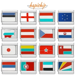 Hapiship Original Daisy Portugal BULGARIA Hungary UAE Flag Italian Charm Fit 9mm Bracelet Stainless Steel Jewelry Making DJ589