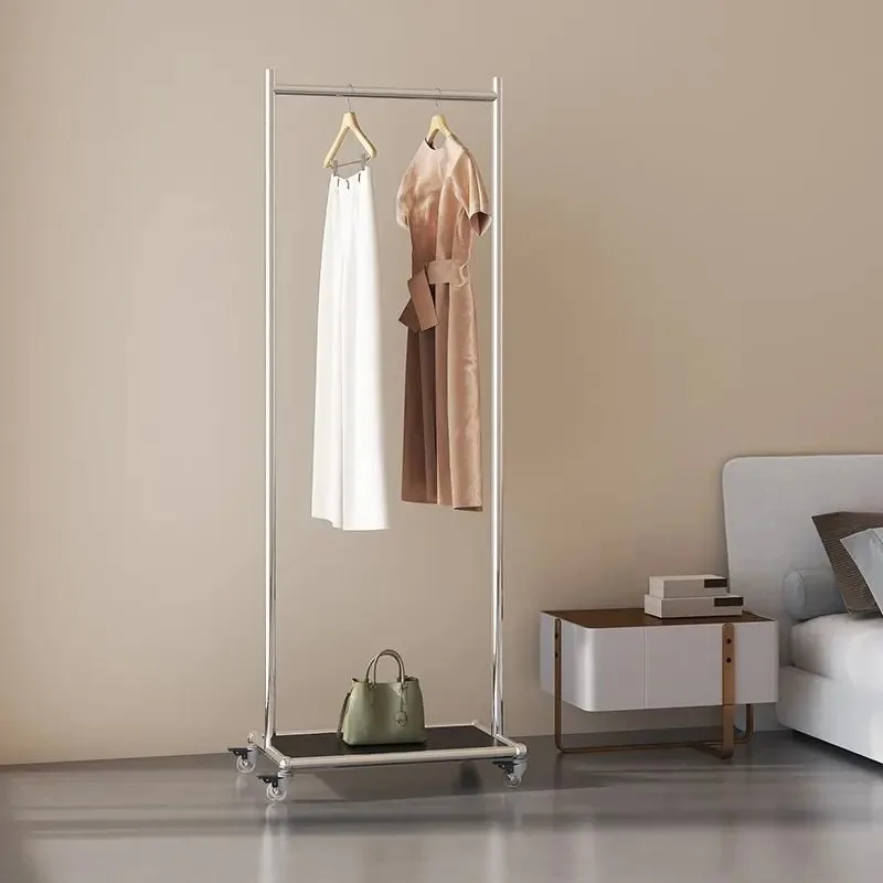 Nordic Coat Racks Medieval Modern Bedroom Stainless Steel Mobile Clothes Storage Hanger Light Luxury Simple Home Coat Racks