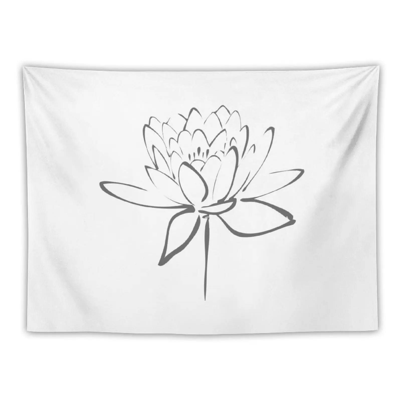 

New Lotus Flower Calligraphy (Smoke Grey) Tapestry Room Decorations Korean Room Decor