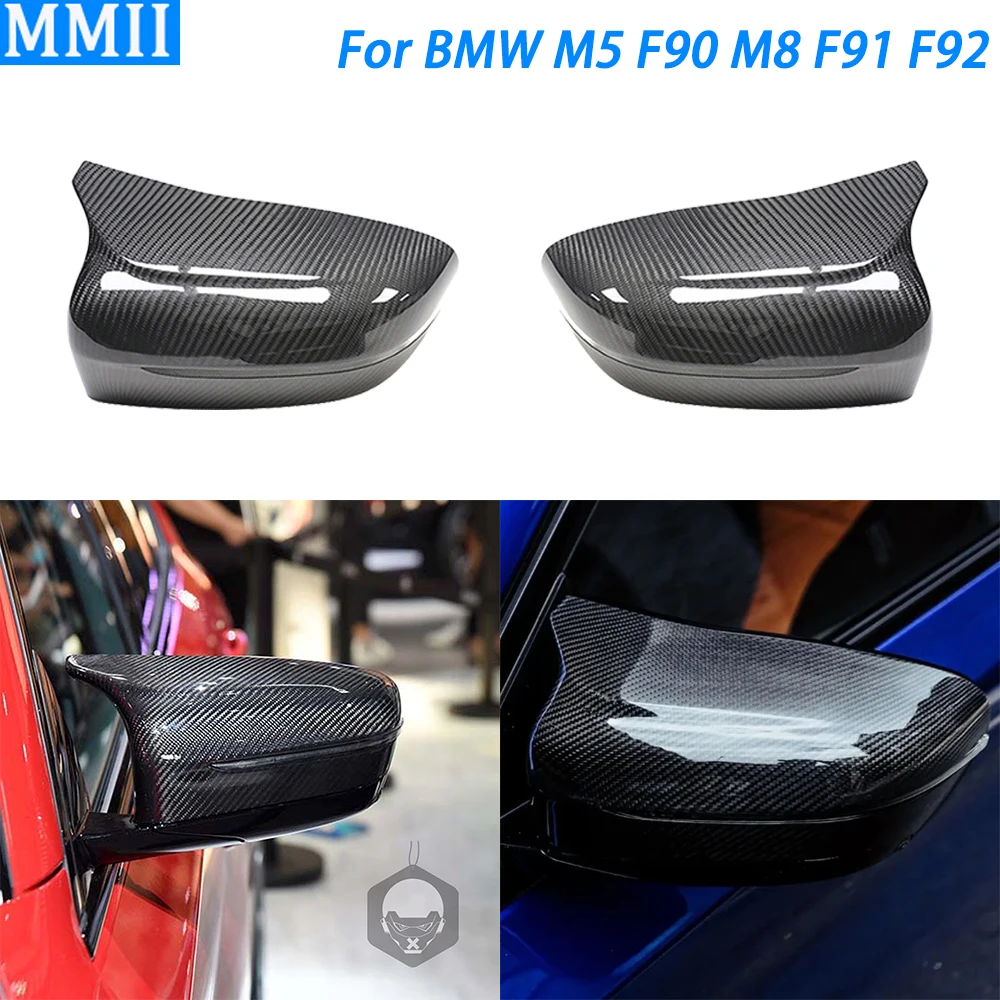 

For BMW M5 F90 2018-2023 M8 F91 F92 2019-2023 Real Dry Carbon Fiber Rearview Mirror Panel Cover Car Modification Accessories