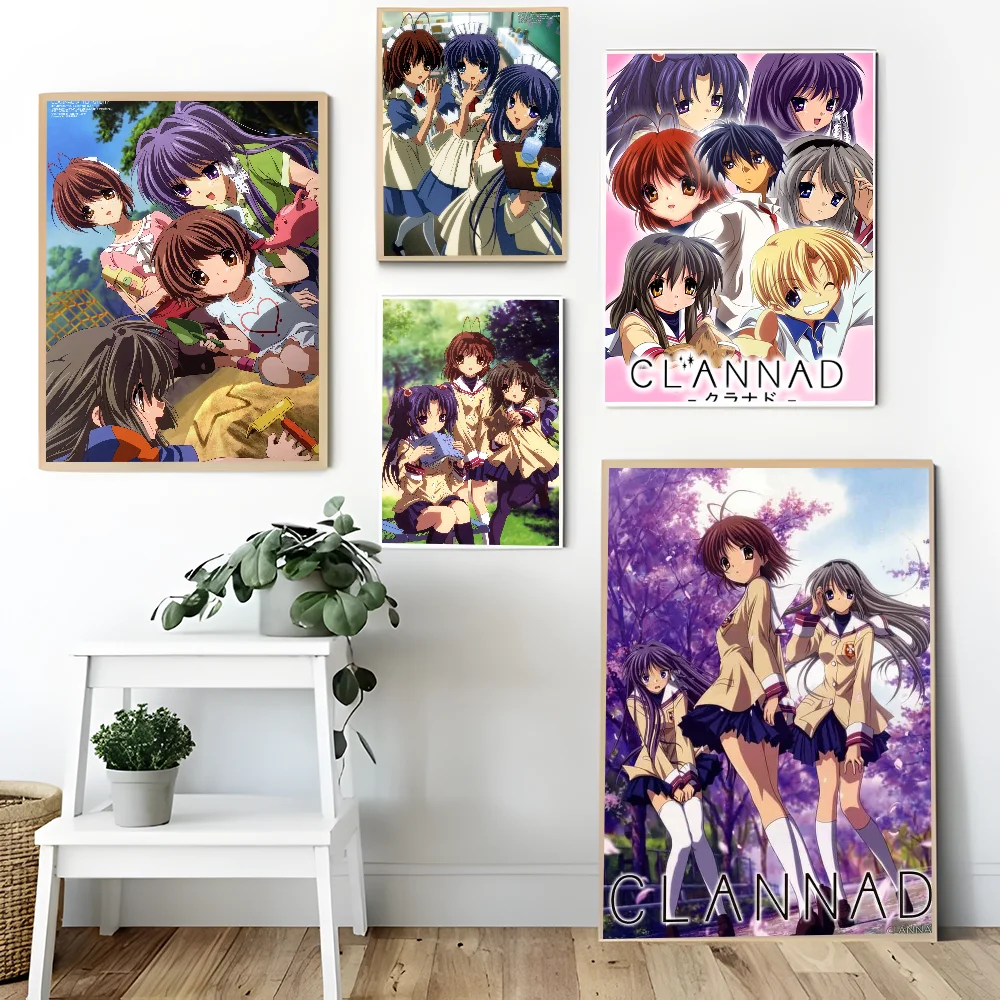 Anime CLANNAD Whitepaper Poster Waterproof Paper Sticker Coffee House Bar Posters Wall Stickers