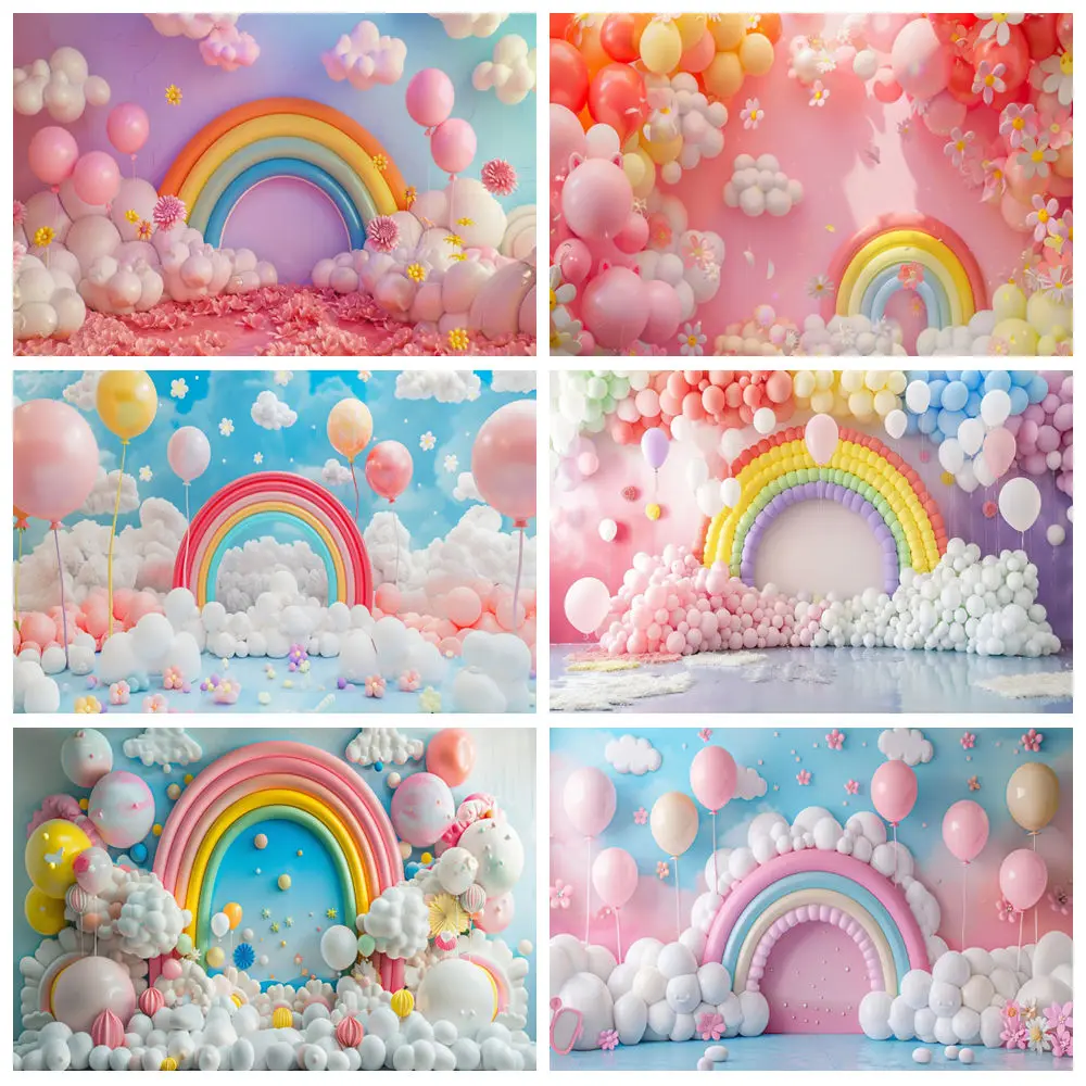 

Rainbow Cloud Sky Photography Backdrop Dream Family Party Girl Children Portrait Birthday Party Background Photo Studio Banner