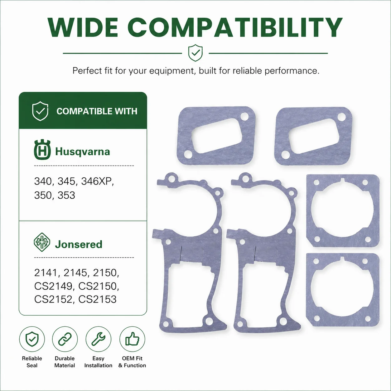 Crankcase Cylinder Muffler Gasket Repair Kit for Husqvarna 340 345 346XP 350 353 Jonsered 2141 2145 2149 2150 2152 2153 Chainsaw