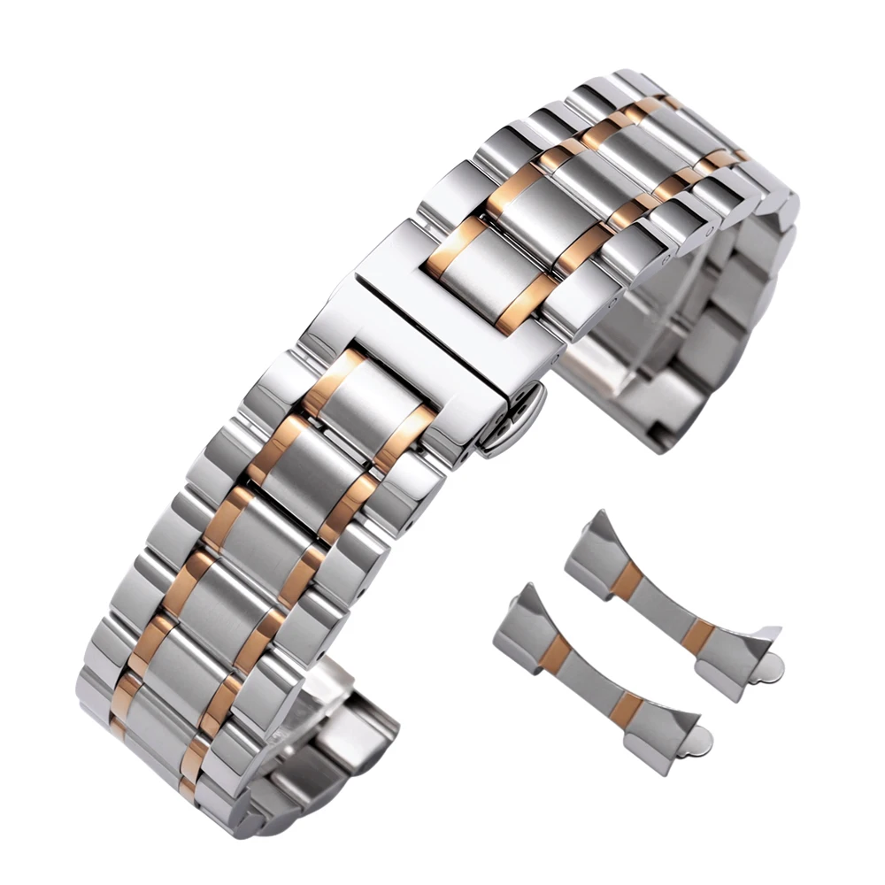 Arc Edelstahlarmband für Tissot-Uhrenarmband 12/14/16/17/1821/23/24 mm 20 mm 22 mm gebogenes Universal-Armband mit Schmetterlingsschnalle