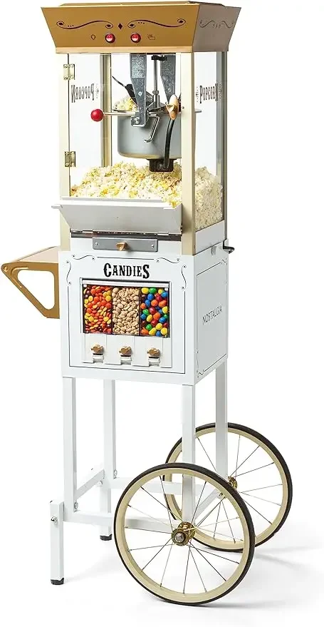 

Nostalgia Popcorn Maker Machine - Professional Cart With 8 Oz Kettle Makes Up to 32 Cups - Vintage Popcorn Machine Movie Theater