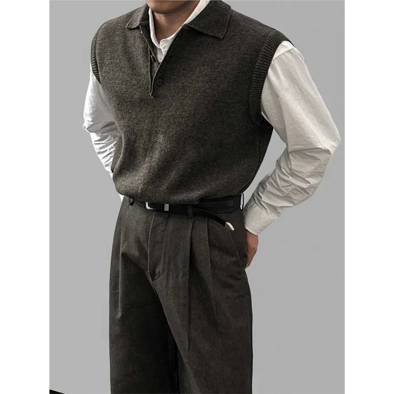 لون نقي Ne Svel محبوك سترة الرجال Sle ربيع الخريف الرجعية Busin الثقيلة السترة العصرية