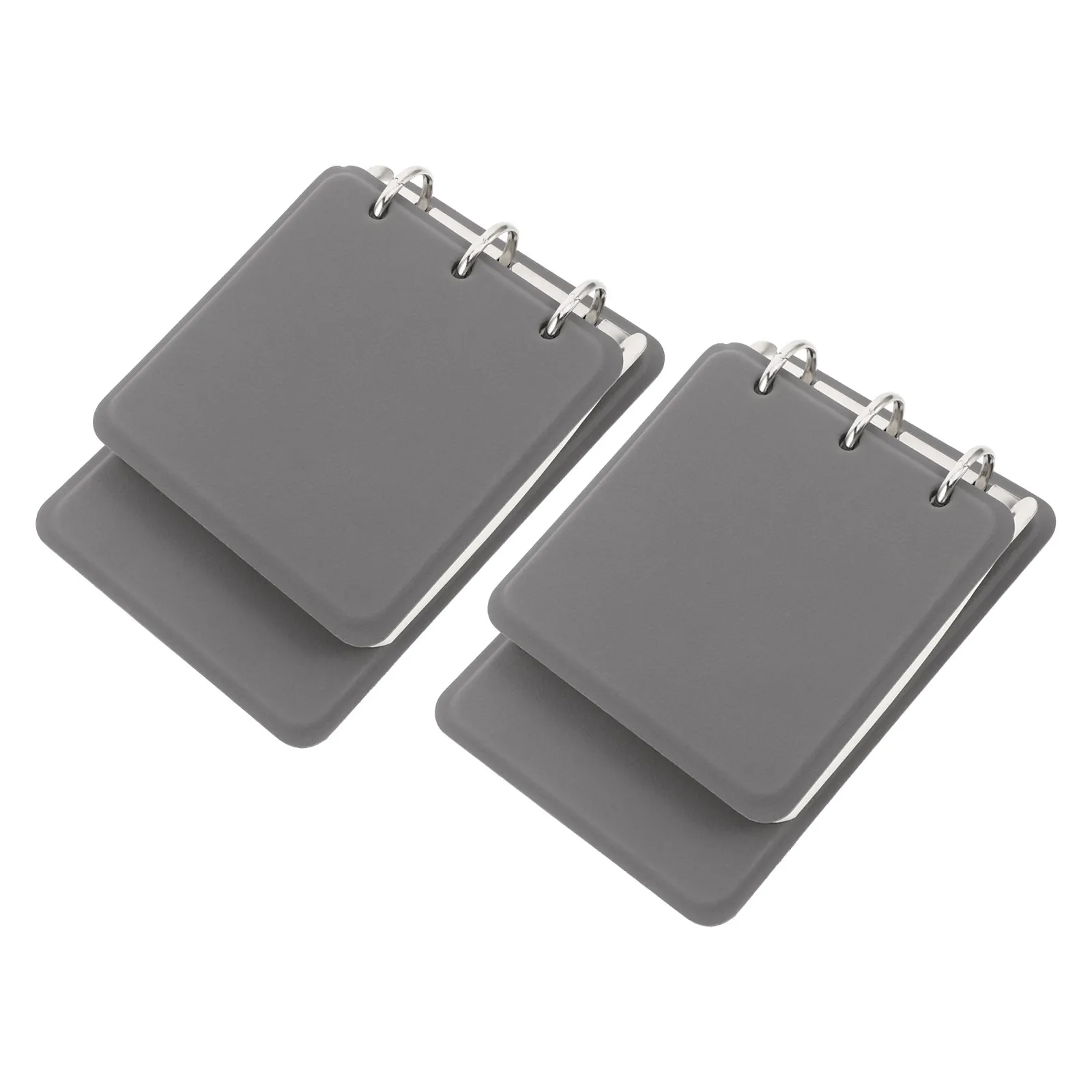 2Pcs Pocket Size Palm Notebooks Portable Flip Ring Memo Pads Top Bound Small Pocket Journals Travel Study Office Grey Daily Use