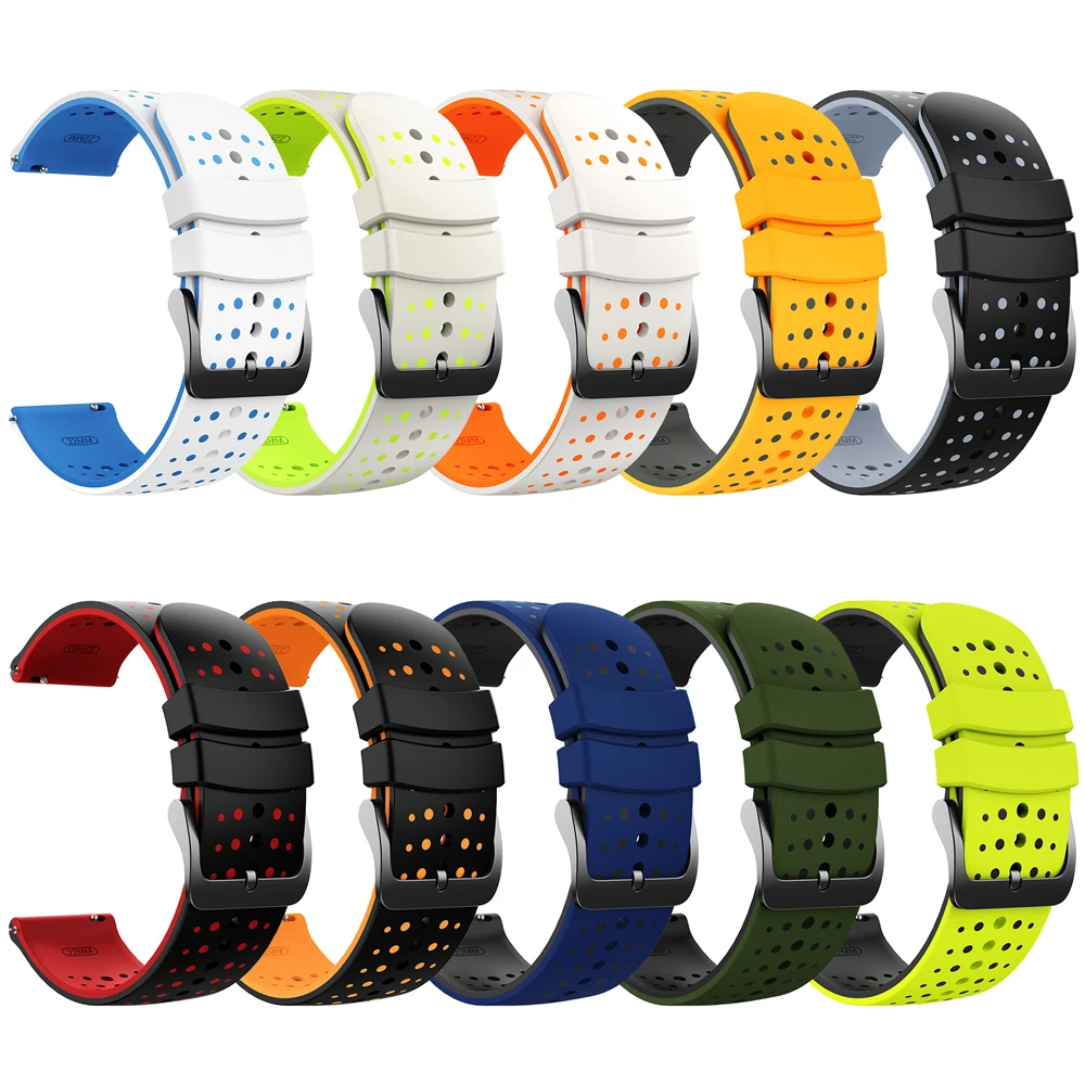 22mm Silicone Sports Strap For Huami AMAZFIT BIP 6 5/BALANCE 2/GTR 47mm 4 3 2e/Stratos 3/Cheetah Pro Smartwatch Band Accessories