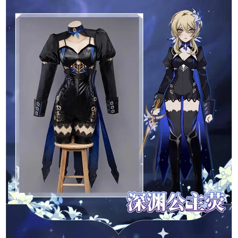 Stock Lumine Abyss Princess Cosplay Costume Genshin Impact Hotaru Taveler Female Girl Fanart Doujin