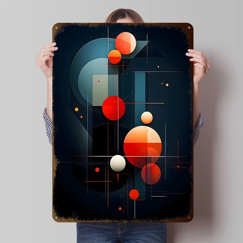 Abstract Geometric Art Tinplate Poster Customized Wall Art Vintage Metal Signs Retro Plates for Gamer Decoration Gaming Interior