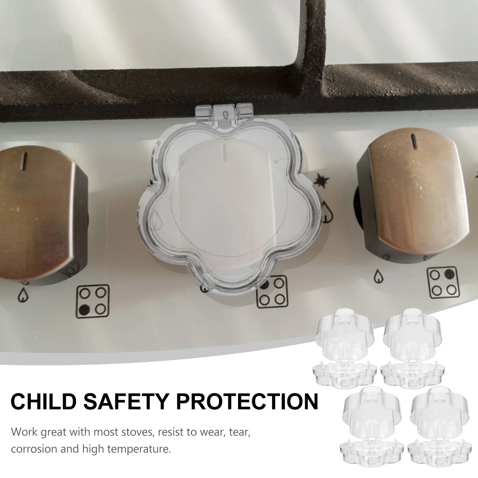 

4Pcs Stove Knob Covers Child Safety Improved Factor Hard Babies Figure Out Open Stove Knob Covers for Child Safety